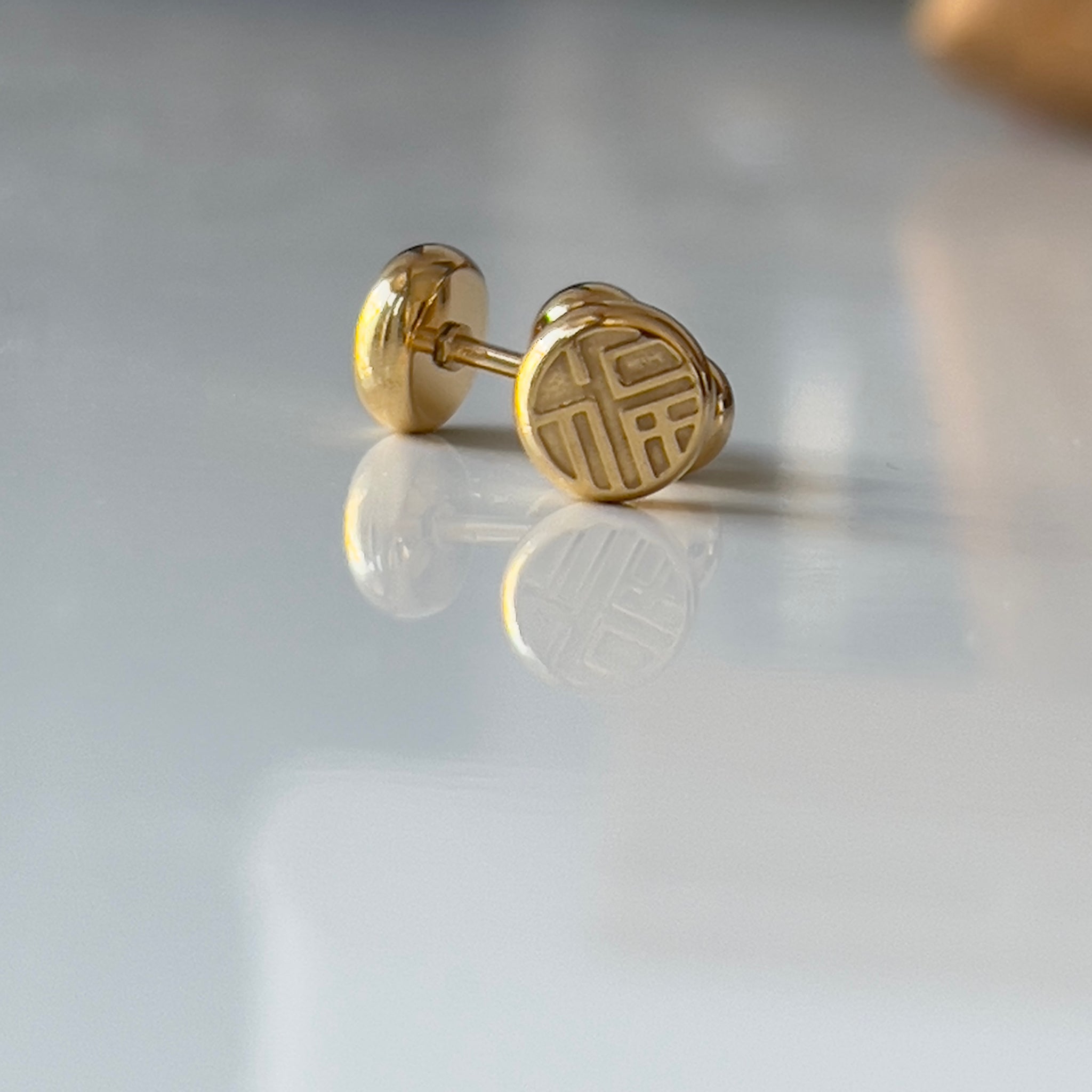 18K Gold Plated Stainless Steel Hypoallergenic Waterproof Tarnish Free Fortune Stud Earrings The Aura