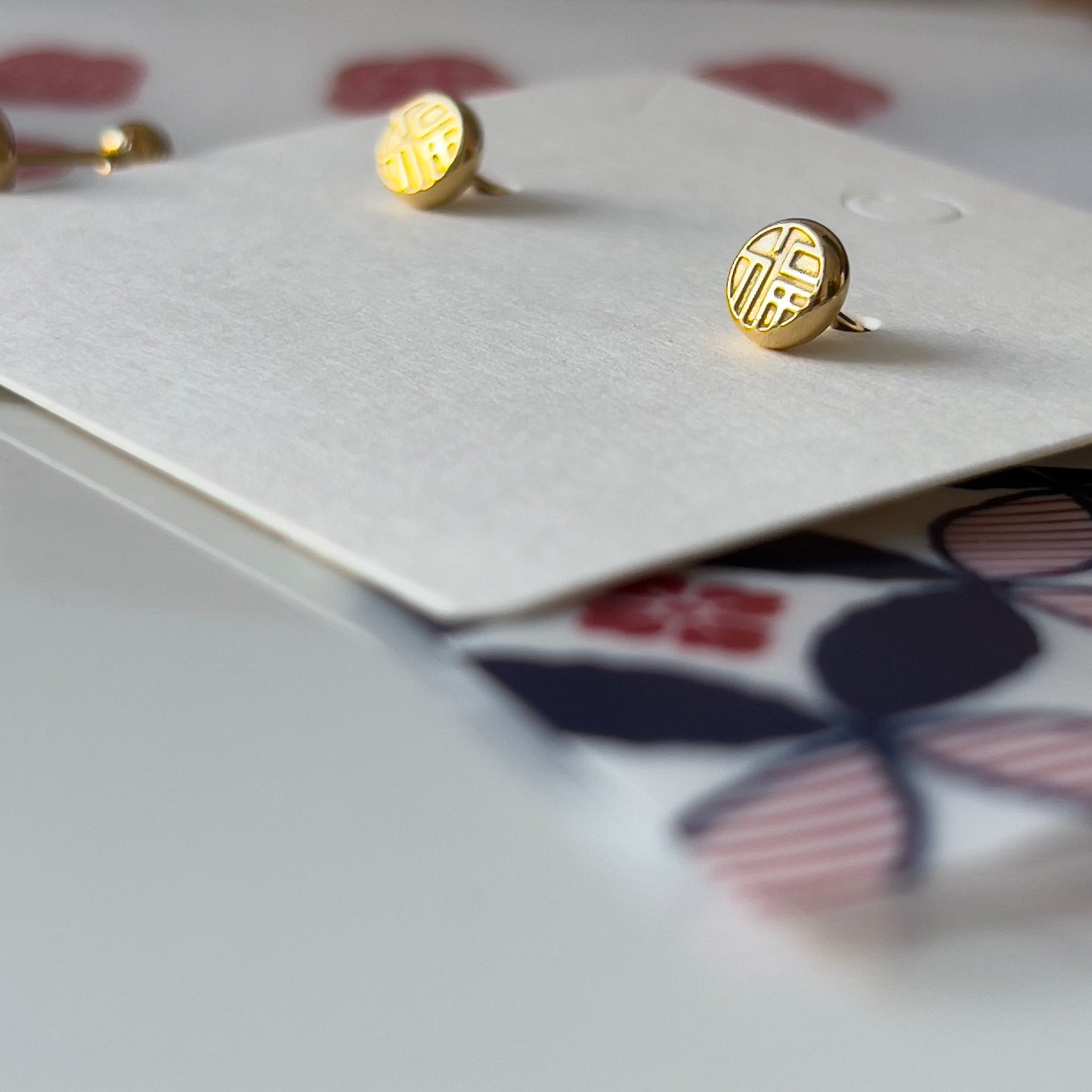 18K Gold Plated Stainless Steel Hypoallergenic Waterproof Tarnish Free Fortune Stud Earrings The Aura