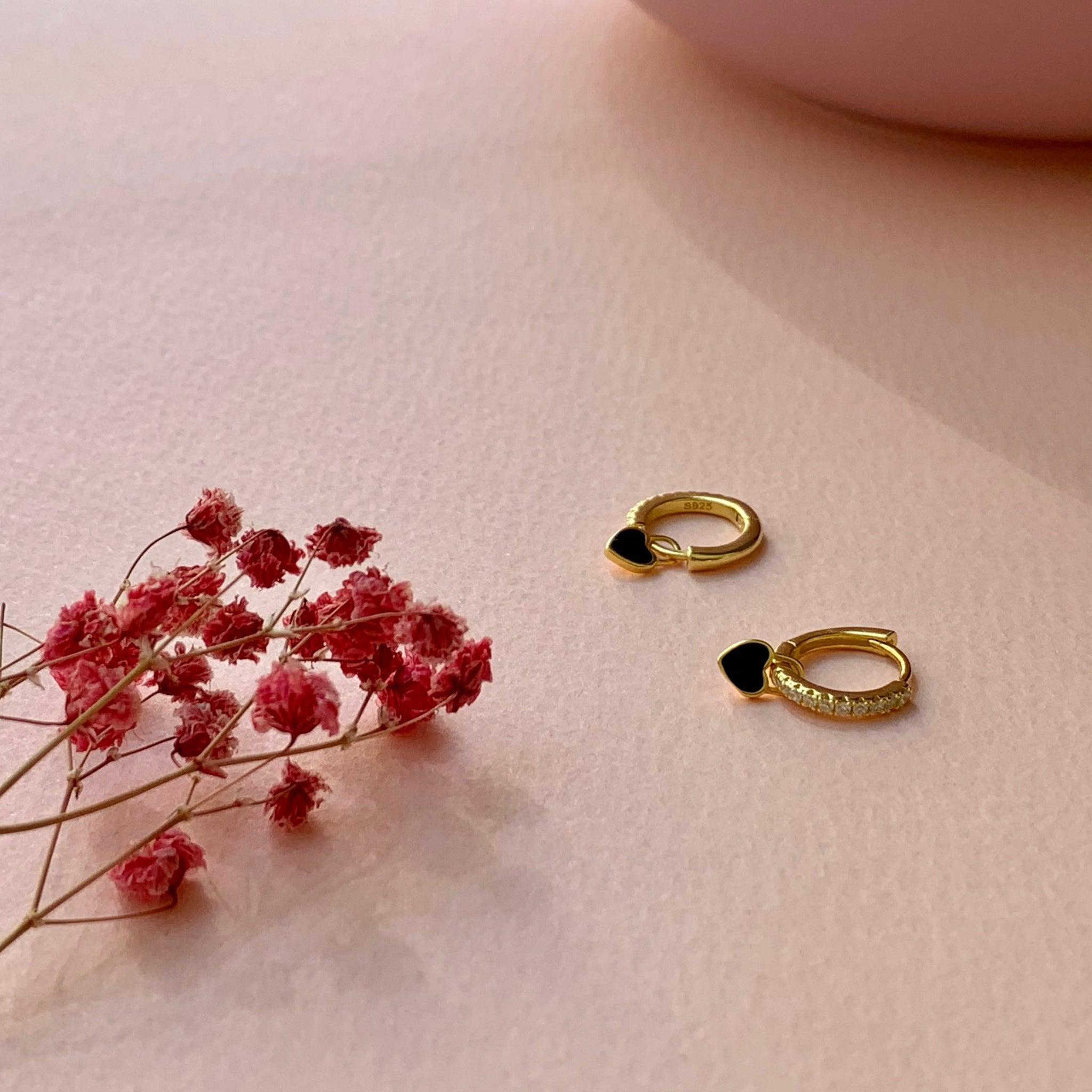 18K Gold Plated sterling silver Hypoallergenic The Pounding Heart Huggie Earrings The Aura