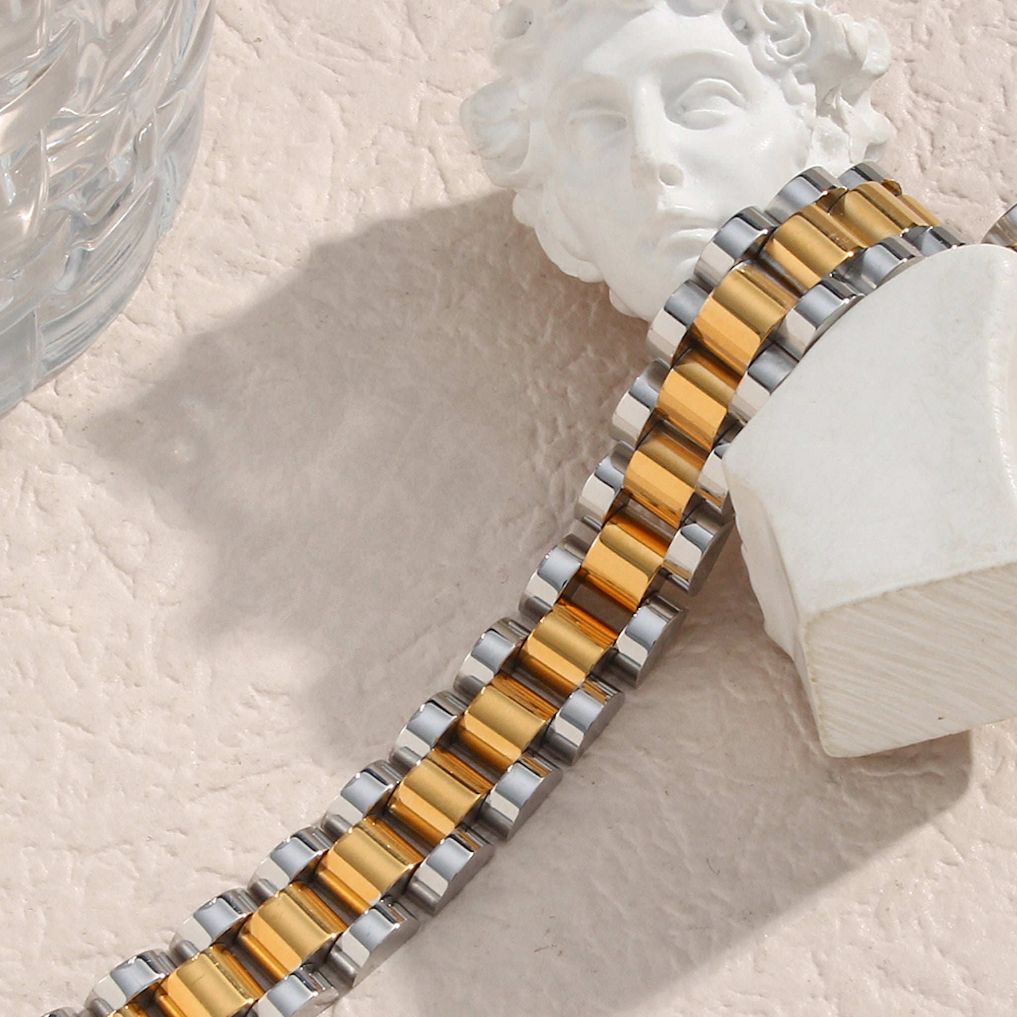 18K Gold Plated Stainless Steel Hypoallergenic Waterproof Tarnish Free Watchband Bracelets The Aura