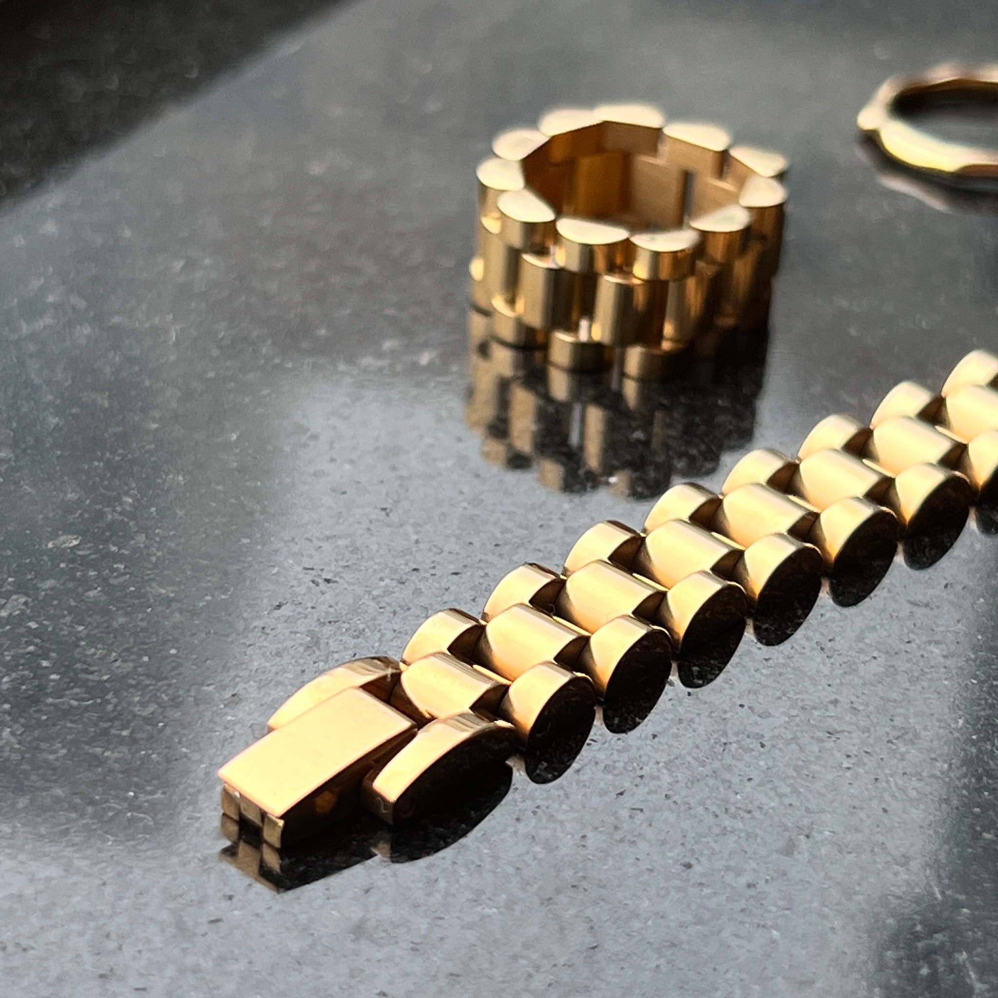 18K Gold Plated Stainless Steel Hypoallergenic Waterproof Tarnish Free Watchband Bracelets The Aura